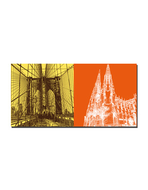 MAGNET-STORIES New York - Wall Street - Brooklyn Bridge and St. Patrick`s Cathedral