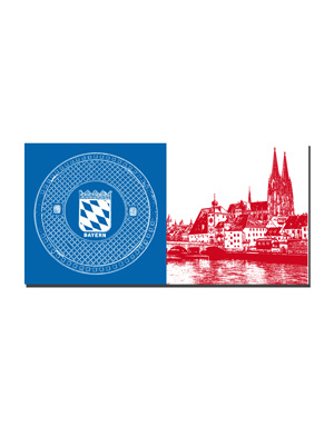 MAGNET-STORIES Regensburg - Bodendeckel Bayern + Blick über die Donau
