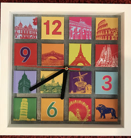 Uhren mit Magneten im Rahmen - ART-DOMINO® CITIES IN POP ART BY SABINE WELZ