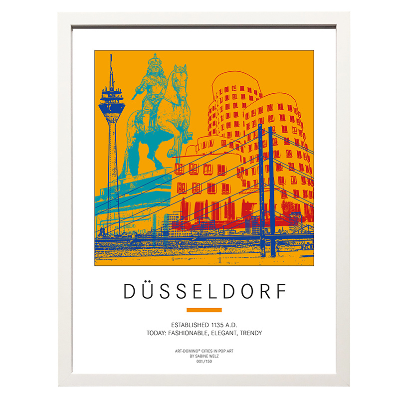 Plakat - Düsseldorf, Limitierte Auflage - ART-DOMINO® CITIES IN POP ART BY SABINE  WELZ