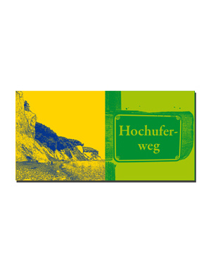 MAGNET-STORIES Rügen - Küste mit Kreidefelsen + Schild Hochuferweg