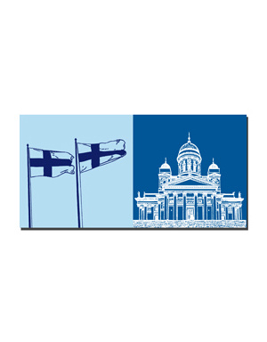 MAGNET-STORIES Helsinki - Drapeaux + Cathédrale