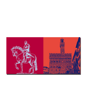 ART-DOMINO® BY SABINE WELZ Florence - Equestrian statue of Cosimo I + Palazzo Vecchio