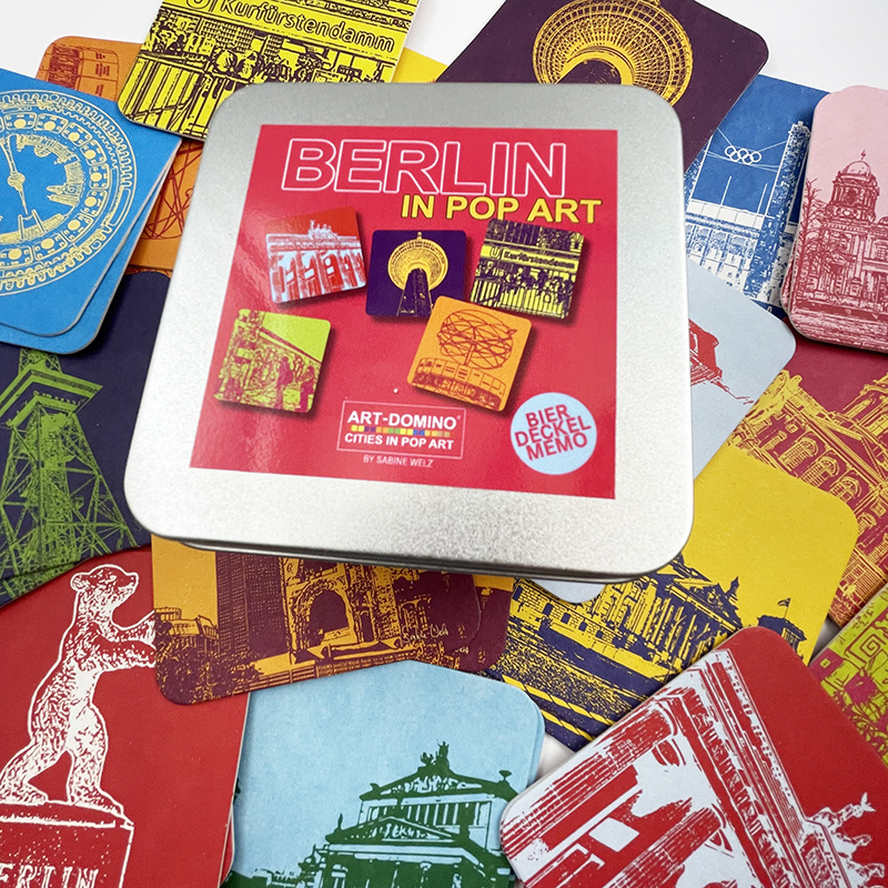 ART-DOMINO® BY SABINE WELZ  Beer coaster memo "Berlin in POP ART"