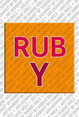 ART-DOMINO® BY SABINE WELZ RUBY - Magnet mit dem Vornamen RUBY