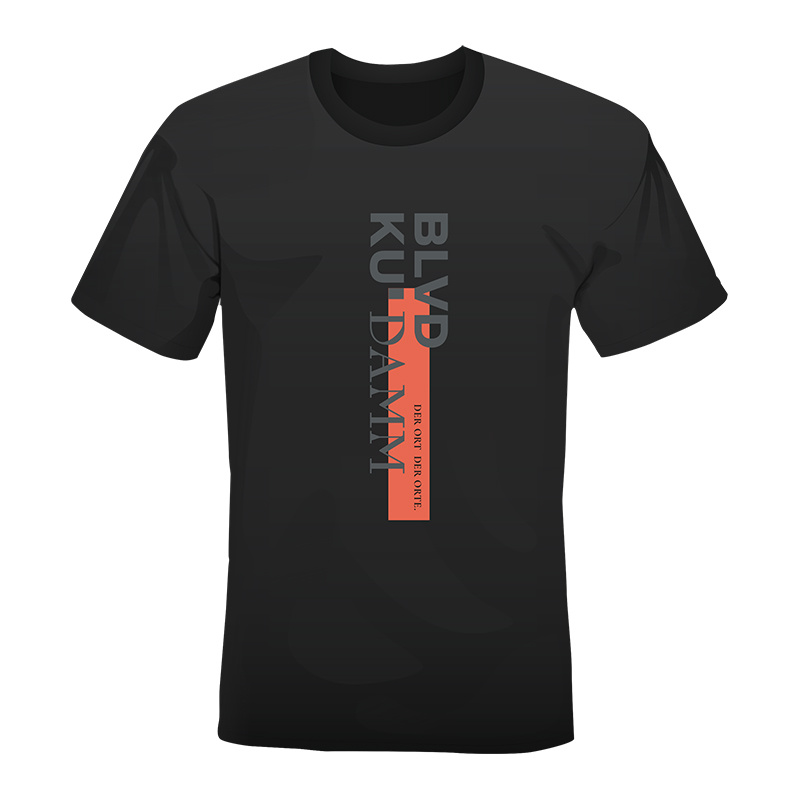 ART-DOMINO® BY SABINE WELZ T-SHIRT BLVD KU'DAMM - Round neck black-Orange