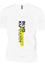 ART-DOMINO® BY SABINE WELZ T-SHIRT BLVD KU'DAMM - V-neck white-yellow