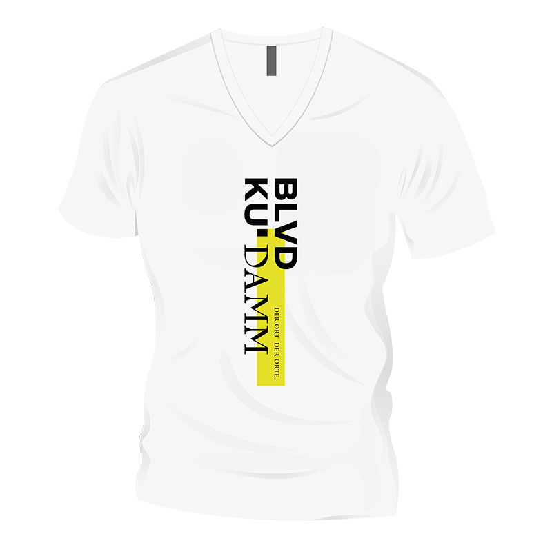 ART-DOMINO® BY SABINE WELZ T-SHIRT BLVD KU'DAMM - V-neck white-yellow