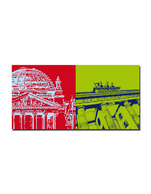 ART-DOMINO® BY SABINE WELZ Berlin - Bâtiment du Reichstag + Porte de Brandebourg