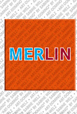 ART-DOMINO® BY SABINE WELZ MERLIN - Magnet with the name MERLIN
