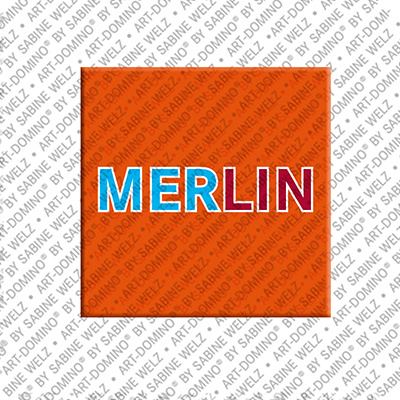 ART-DOMINO® BY SABINE WELZ MERLIN - Magnet with the name MERLIN