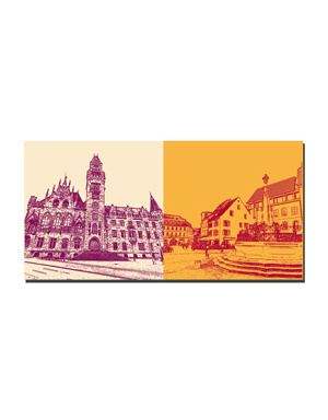 MAGNET-STORIES Saarbrucken - Town hall with town hall tower + St. Johanner Markt