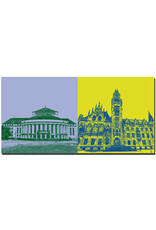 ART-DOMINO® BY SABINE WELZ Saarbrucken - Saarland State Theatre + Town hall with town hall tower