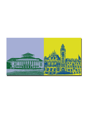 MAGNET-STORIES Saarbrucken - Saarland State Theatre + Town hall with town hall tower