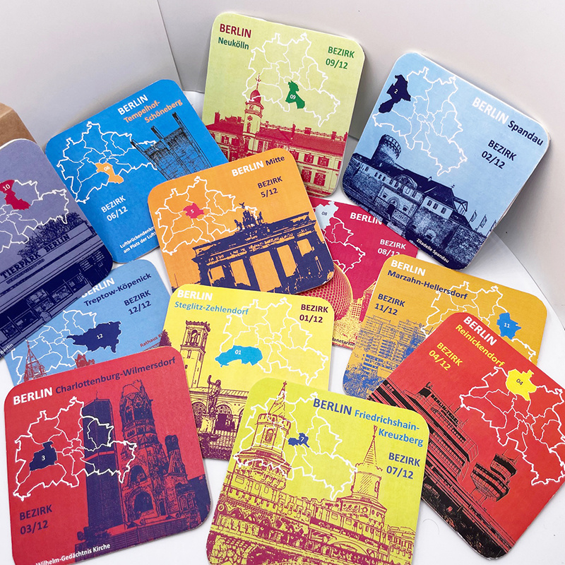 ART-DOMINO® BY SABINE WELZ Beer mat set - Berlin districts