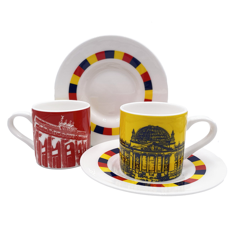 ART-DOMINO® BY SABINE WELZ Berlin Espresso cup 02 - Reichstag dome and Brandenburg Gate