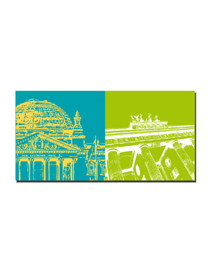 ART-DOMINO® BY SABINE WELZ Berlin - Bâtiment du Reichstag + Porte de Brandebourg