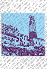 ART-DOMINO® BY SABINE WELZ Verona - Piazza Erbe-Città Antica mit Torre dei Lamberti e Gam