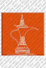 ART-DOMINO® BY SABINE WELZ Abu Dhabi – Arabic coffee pot (dallah), a deeply rooted symbol of hospitality, generosity, social etiquette and the cultural heritage of the Arab world, especially on the Arabian Peninsula.