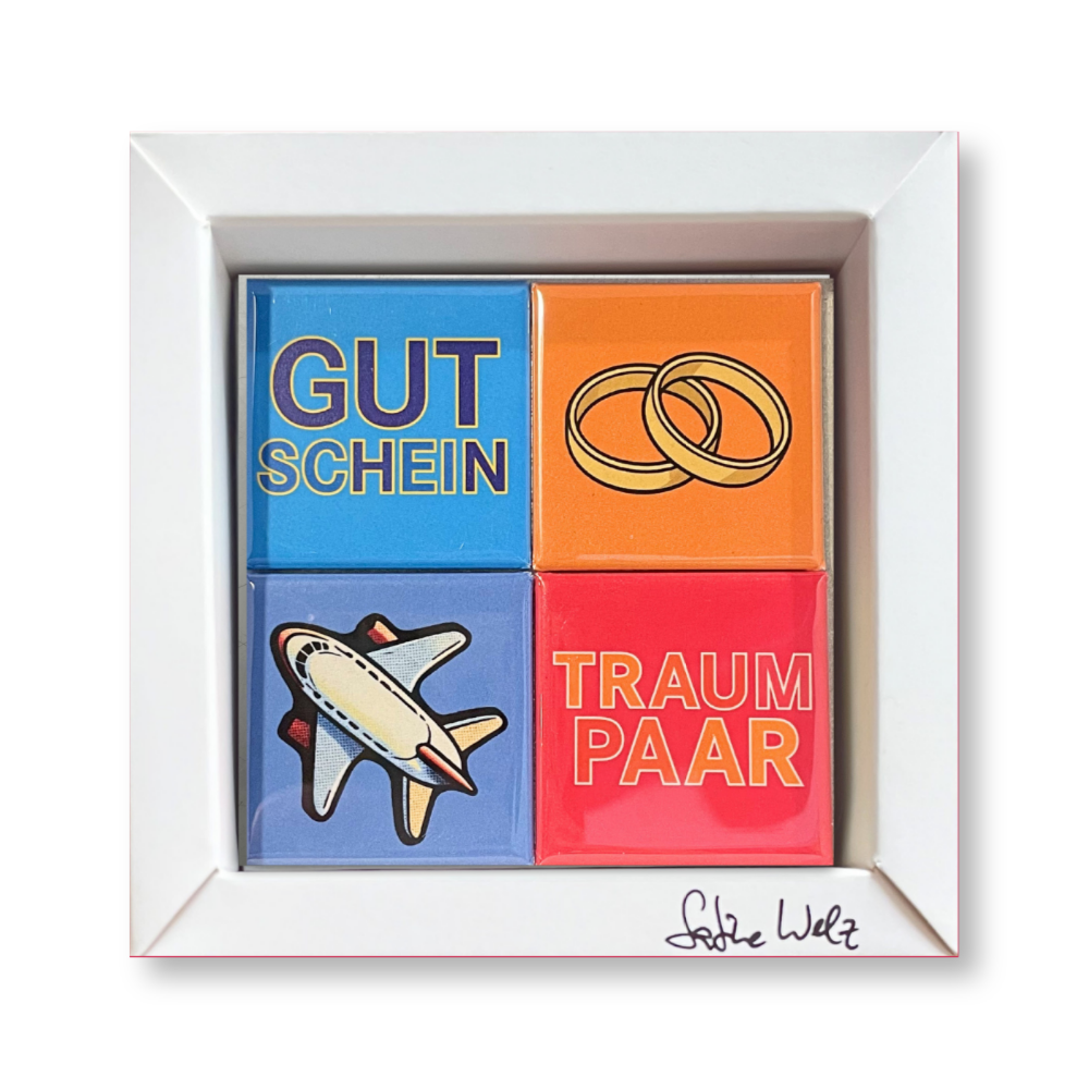 MAGNET-STORIES Geschenkbox aus 4 Magneten - Hochzeit 1