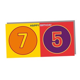 ART-DOMINO® BY SABINE WELZ HAPPY BIRTHDAY - Carte d'anniversaire pour le 75ème anniversaire