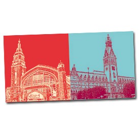 ART-DOMINO® BY SABINE WELZ Hamburg – Hauptbahnhof + Rathaus