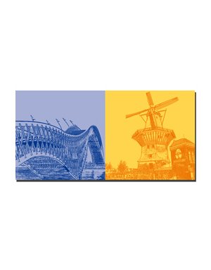 ART-DOMINO® BY SABINE WELZ Amsterdam - Pythonbrug + Windmill