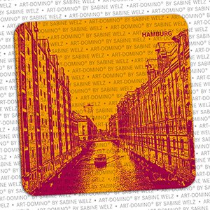 ART-DOMINO® BY SABINE WELZ BEER COASTER - Hamburg - Speicherstadt