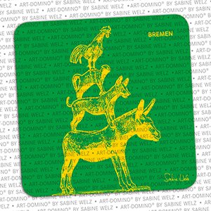 ART-DOMINO® BY SABINE WELZ BEER COASTER - Bremen - Bremen Town Musicians