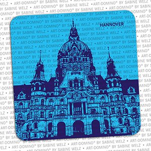 ART-DOMINO® BY SABINE WELZ BEER COASTER - Hannover - New Town Hall