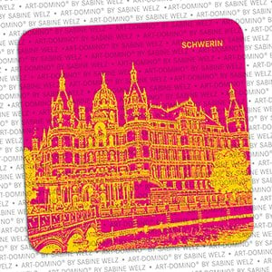 ART-DOMINO® BY SABINE WELZ BEER COASTER - Schwerin - Schwerin Castle