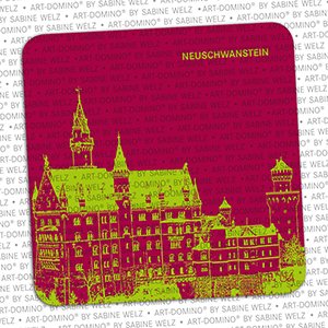 ART-DOMINO® BY SABINE WELZ BEER COASTER - Neuschwanstein - Neuschwanstein Castle