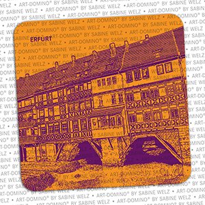 ART-DOMINO® BY SABINE WELZ BEER COASTER - Erfurt - Krämerbrücke