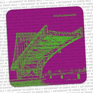 ART-DOMINO® BY SABINE WELZ BEVERAGE COASTER - Wilhelmshaven - Kaiser Wilhelm Bridge