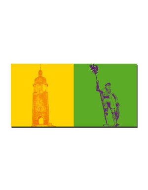 MAGNET-STORIES Arnstadt - Neutorturm + Hopfenbrunnenfigur Gew. Ritter