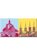ART-DOMINO® BY SABINE WELZ Bamberg - Ancien hôtel de ville et tours Rotte + Dom Saint-Pierre et Saint-Georg