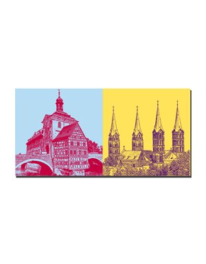 ART-DOMINO® BY SABINE WELZ Bamberg - Old Town Hall and Rotte + Dom towers St. Peter and St. Georg