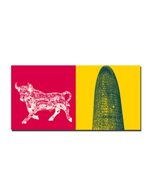 ART-DOMINO® BY SABINE WELZ Barcelona - Gaudi bull + Torre Agbar