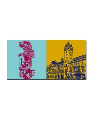 ART-DOMINO® BY SABINE WELZ Basel - Basilisk fountain + Town Hall
