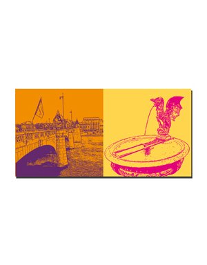 MAGNET-STORIES Basel - Mittlere Rheinbrücke + Basilisken Brunnen