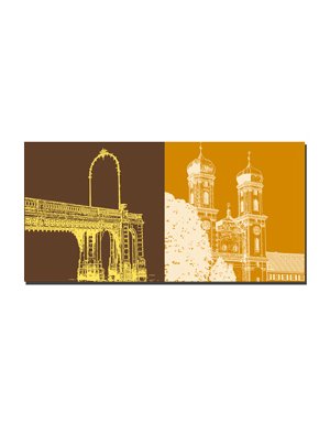 ART-DOMINO® BY SABINE WELZ Friedrichshafen - Castle Footbridge + Castle Church