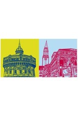 ART-DOMINO® BY SABINE WELZ Kiel - Ravensberger Wasserturm + Opéra avec la mairie