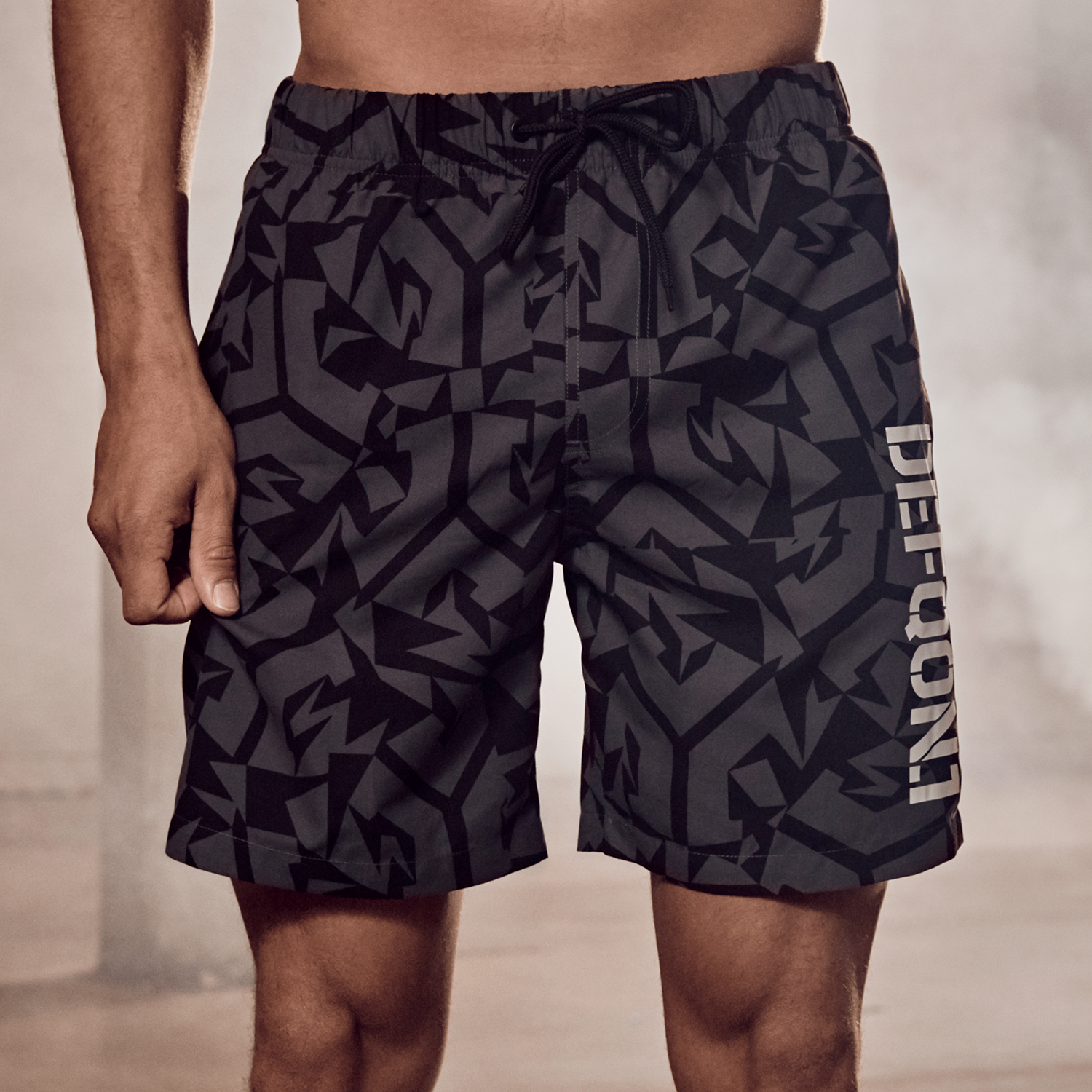 black camo swim shorts
