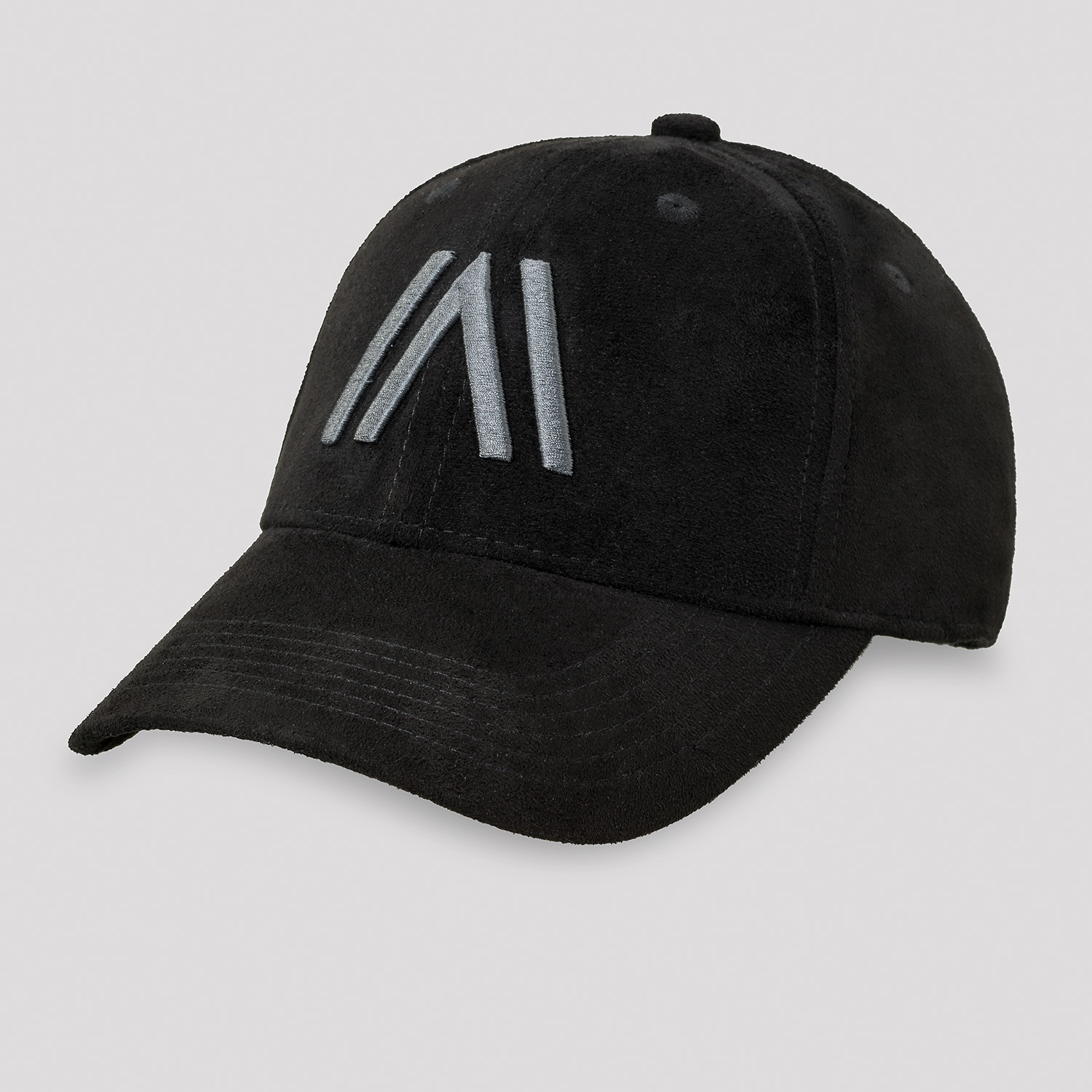 black suede baseball hat