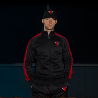 superstar jacket black red