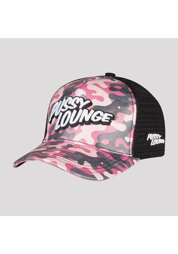 Pussy Lounge trucker cap camo pink/black 