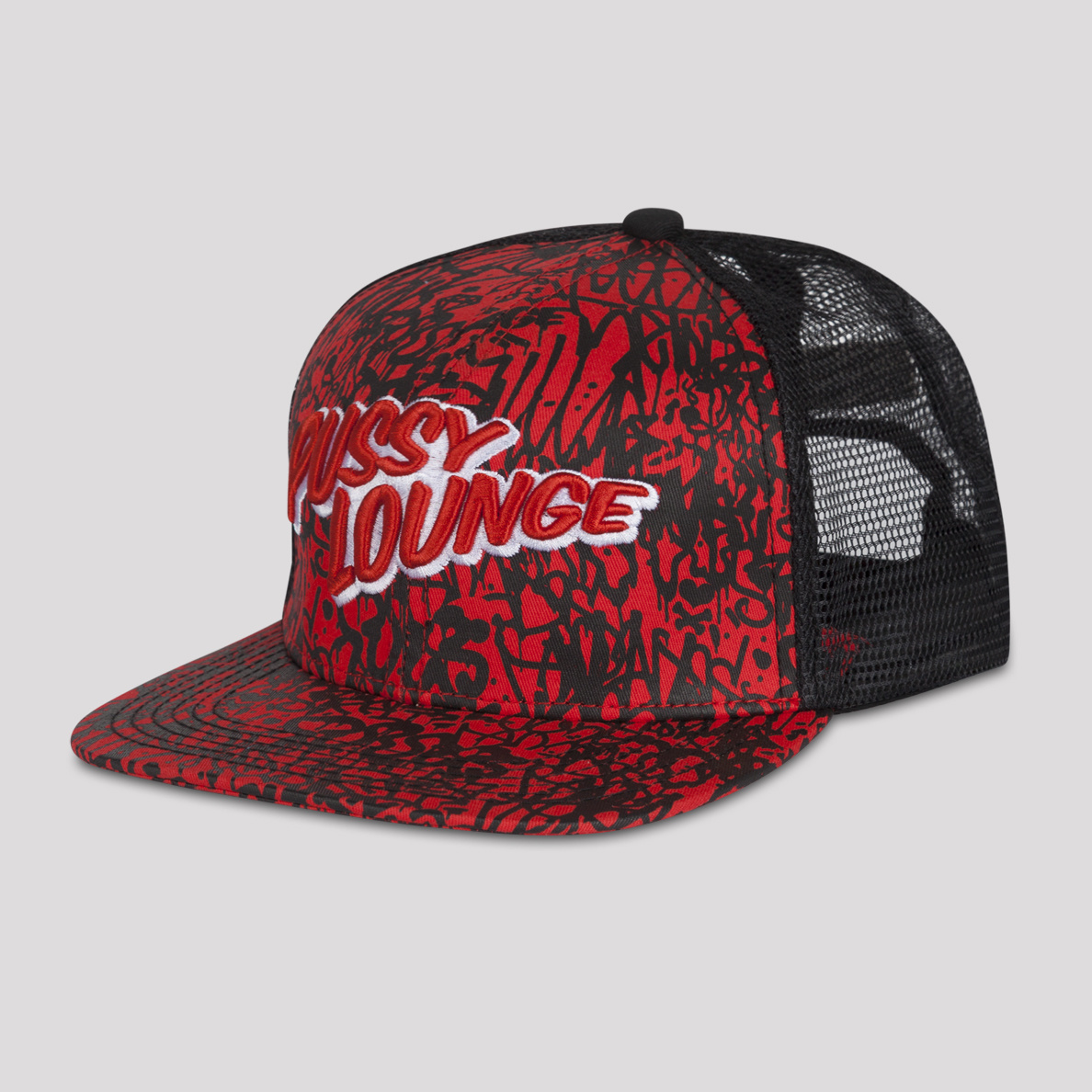 Pussy Lounge truckercap red camo all over print
