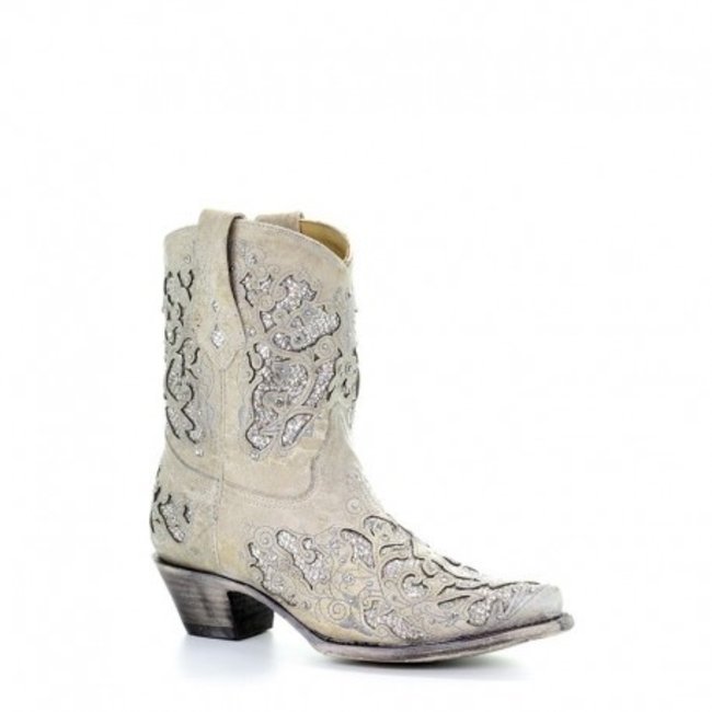 Corral  Short white leather western boots