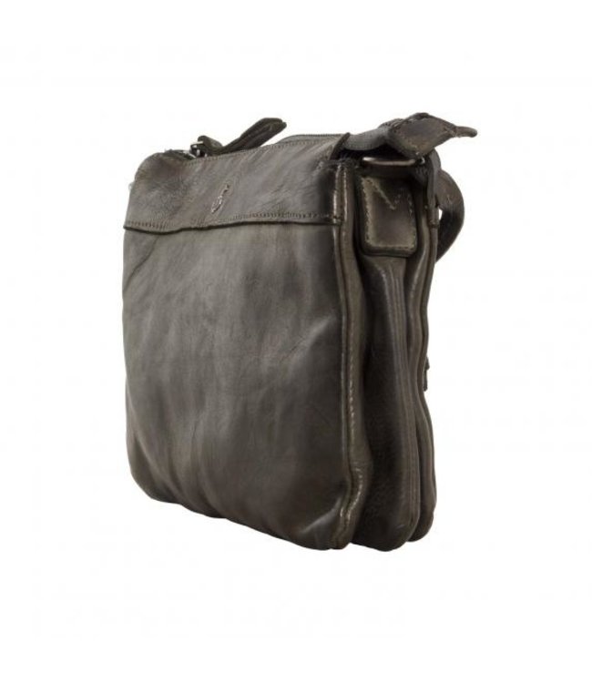 Olive green leather shoulderbag Harbour 2nd many zip compartments