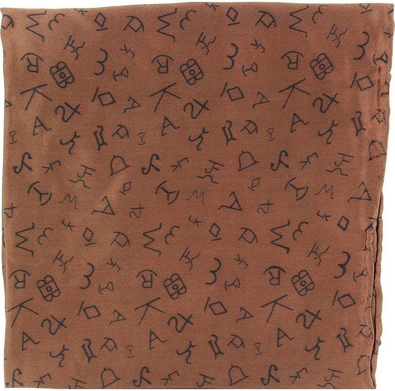 Brauner Schal mit Symbolen